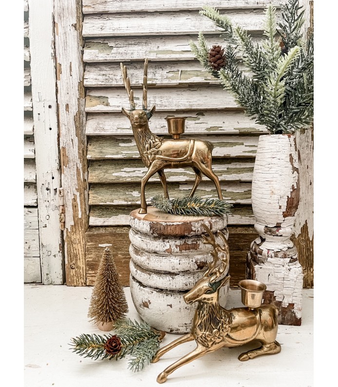 Vintage Brass Reindeer Set - Set of 2 - Candleholders - LTD